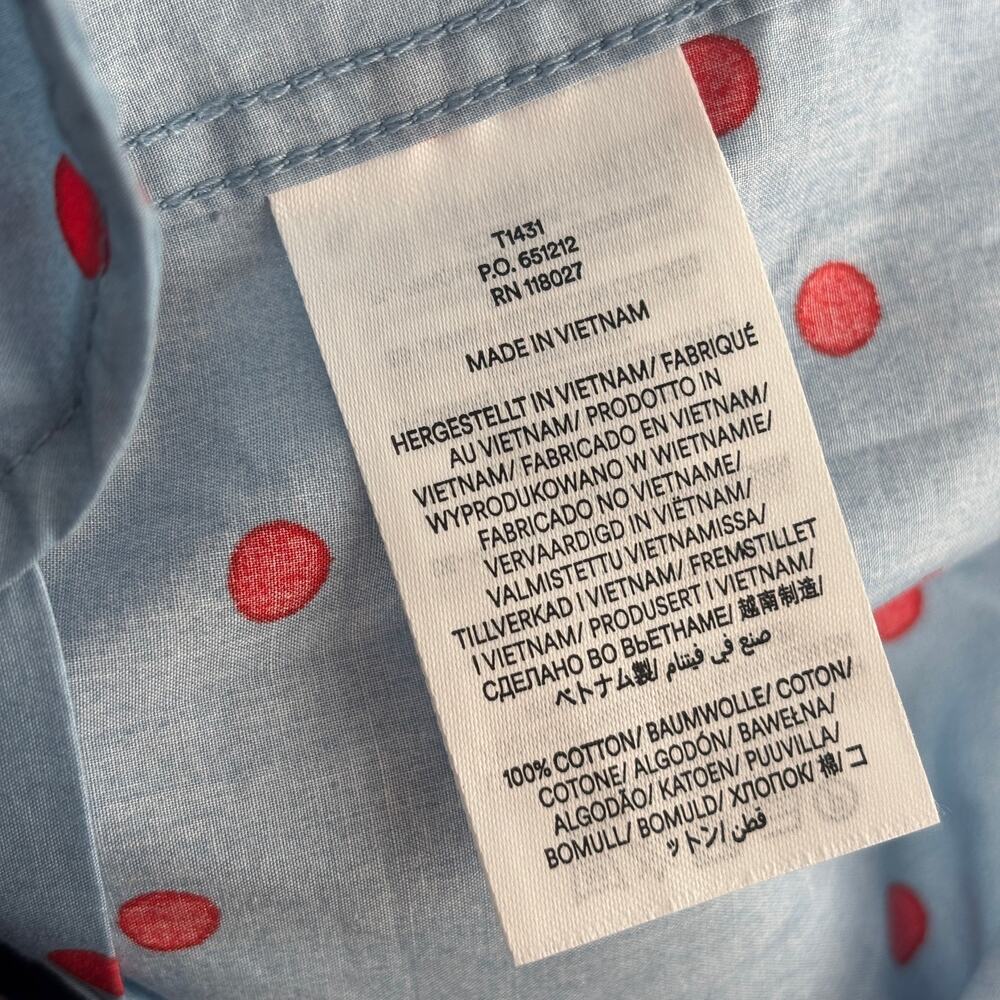 Boden Heron Blue Sienna Red Spaced Dot Cotton Button Down Shirt - Picture 11 of 12